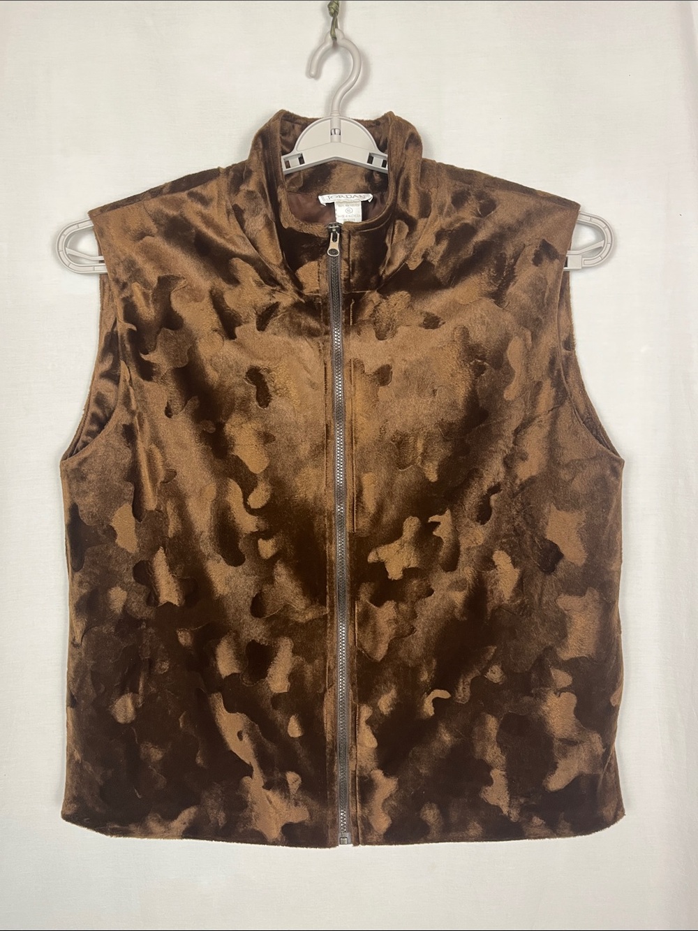 Vintage 1990s Jordan Brown Patterned Textured Soft Vest